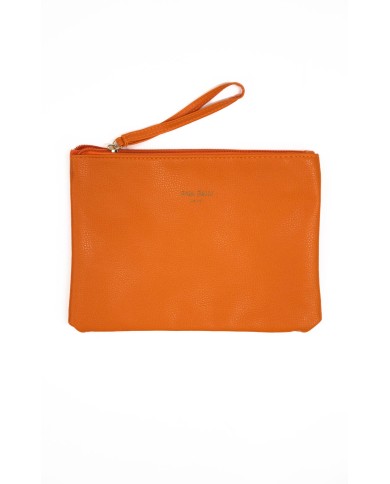 Borsa pochette arancio con logo stampato e chiusura zip con manico Borsa pochette arancio con logo stampato e chiusura zip con manico
