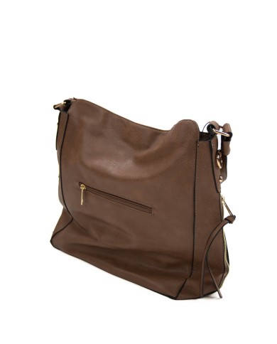 Borsa a mano cuoio con tracolla removibile tasca esterna e chiusura a zip Borsa a mano cuoio con tracolla removibile tasca esterna e chiusura a zip