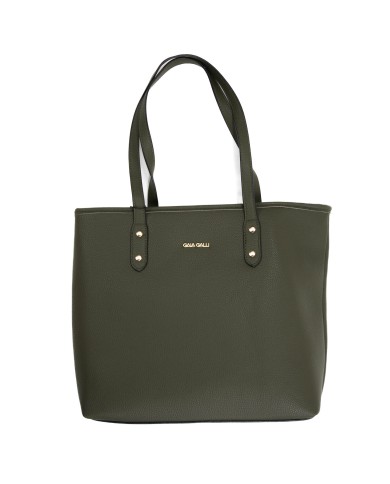 Borsa a mano verde effetto tigrato con logo frontale in oro chiusura a cerniera Borsa a mano verde effetto tigrato con logo frontale in oro chiusura a cerniera