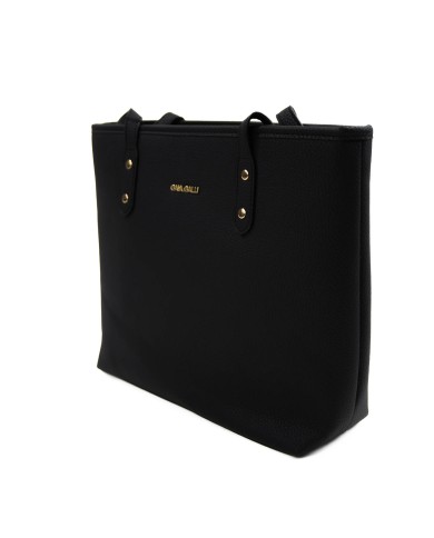 Borsa a mano nera effetto tigrato con logo frontale in oro chiusura a cerniera Borsa a mano nera effetto tigrato con logo frontale in oro chiusura a cerniera