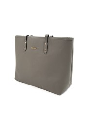 Borsa rigida grigia grande a spalla con logo frontale in oro chiusura con cerniera doppio spazio interno Borsa rigida grigia grande a spalla con logo frontale in oro chiusura con cerniera doppio spazio interno