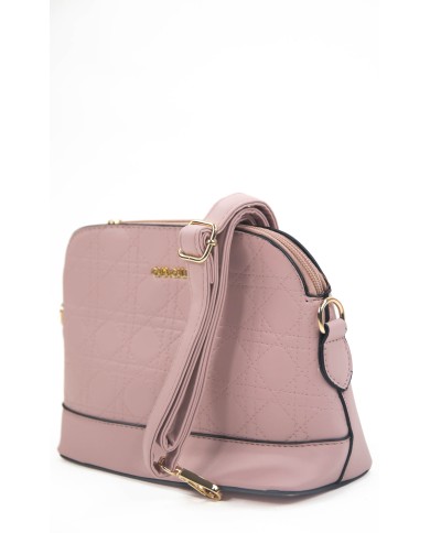 Borsa pochette rosa rigida con tracolla removibile logo frontale in oro Borsa pochette rosa rigida con tracolla removibile logo frontale in oro