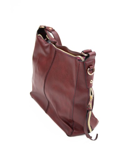 Borsa a mano bordeaux con tracolla removibile tasca esterna e chiusura a zip Borsa a mano bordeaux con tracolla removibile tasca esterna e chiusura a zip