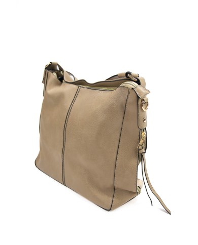 Borsa a mano beige con tracolla removibile tasca esterna e chiusura a zip Borsa a mano beige con tracolla removibile tasca esterna e chiusura a zip