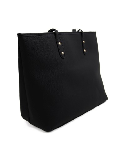 Borsa rigida nera grande a spalla con logo frontale in oro chiusura con cerniera doppio spazio interno Borsa rigida nera grande a spalla con logo frontale in oro chiusura con cerniera doppio spazio interno