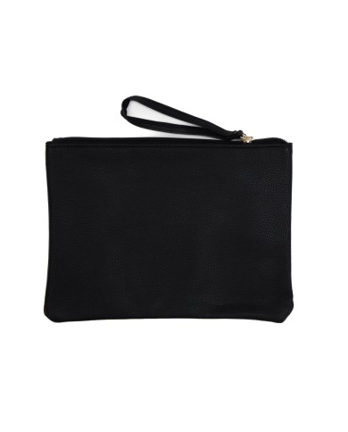 Borsa pochette nera con logo stampato e chiusura zip con manico Borsa pochette nera con logo stampato e chiusura zip con manico