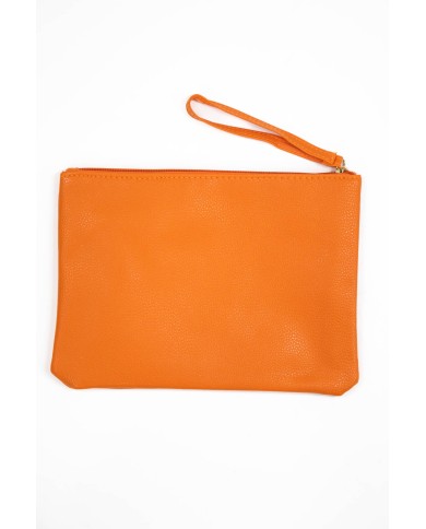 Borsa pochette arancio con logo stampato e chiusura zip con manico Borsa pochette arancio con logo stampato e chiusura zip con manico