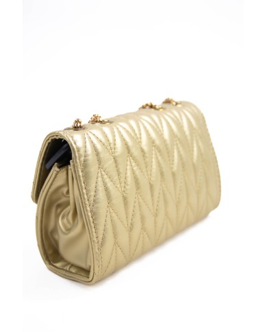 Borsa oro piccola rigida patch centrale con logo chiusura con bottone a scatto manici color oro Borsa oro piccola rigida patch centrale con logo chiusura con bottone a scatto manici color oro