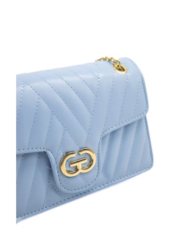 Borsa piccola polvere rigida con logo frontale in oro catenella regolabile in oro Borsa piccola polvere rigida con logo frontale in oro catenella regolabile in oro