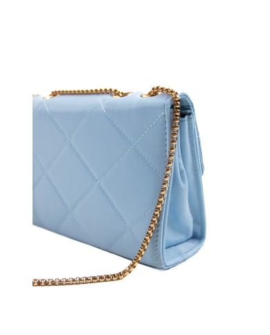 Borsa rigida bluette trapuntata con logo centrale bottone magnetico e catenella regolabile dorata