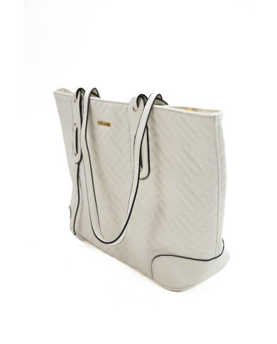 Borsa sottospalla bianca con motivo matelassé due spazi interni chiusura a cerniera
