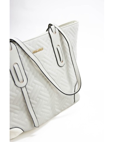 Borsa sottospalla bianca con motivo matelassé due spazi interni chiusura a cerniera