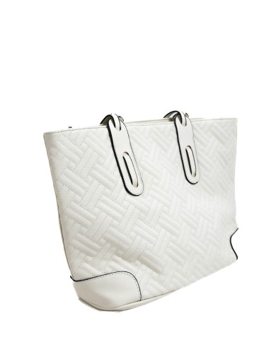 Borsa sottospalla bianca con motivo matelassé due spazi interni chiusura a cerniera Borsa sottospalla bianca con motivo matelassé due spazi interni chiusura a cerniera
