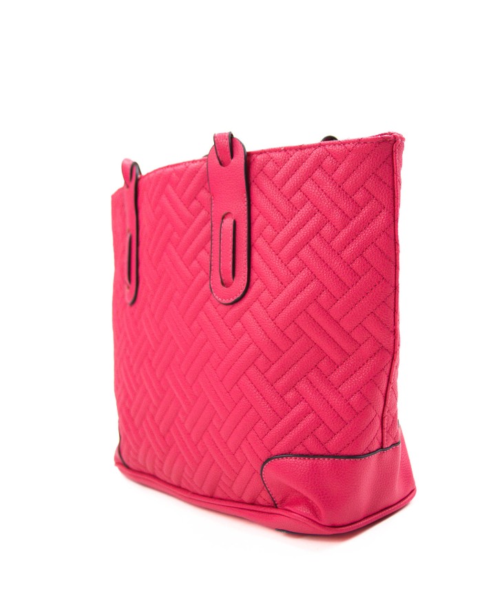 Borsa sottospalla fucsia con motivo matelassé due spazi interni chiusura a cerniera Borsa sottospalla fucsia con motivo matelassé due spazi interni chiusura a cerniera