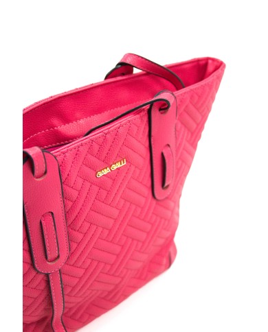 Borsa sottospalla fucsia con motivo matelassé due spazi interni chiusura a cerniera Borsa sottospalla fucsia con motivo matelassé due spazi interni chiusura a cerniera