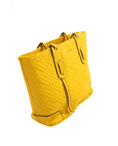 Borsa sottospalla gialla con motivo matelassé due spazi interni chiusura a cerniera