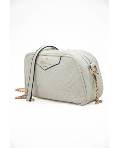 Borsa pochette bianca con opzione interna di tracolla motivo matelassé logo stampato color oro Borsa pochette bianca con opzione interna di tracolla motivo matelassé logo stampato color oro