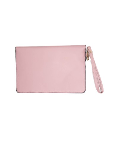Borsa pochette rosa trapuntata con chiusura clip e manico rimovibile Borsa pochette rosa trapuntata con chiusura clip e manico rimovibile