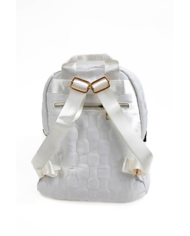 Zaino bianco con marsupio frontale removibile doppio spazio esterno e posteriore stemma in oro