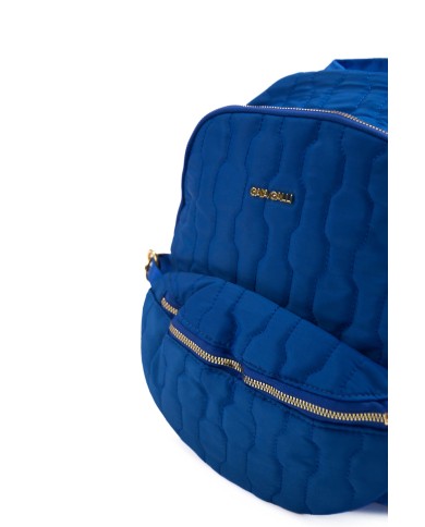 Zaino bluette con marsupio frontale removibile doppio spazio esterno e posteriore stemma in oro Zaino bluette con marsupio frontale removibile doppio spazio esterno e posteriore stemma in oro