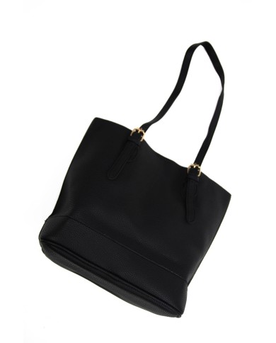 Borsa nera rigida a spalla effetto tigrato con stemma stampato chiusura a clip