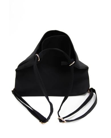 Borsa morbida nera con tracolla chiusura zip con doppio spazio interno Borsa morbida nera con tracolla chiusura zip con doppio spazio interno