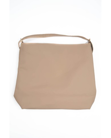 Borsa morbida taupe con tracolla chiusura zip con doppio spazio interno