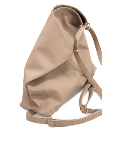 Borsa morbida taupe con tracolla chiusura zip con doppio spazio interno Borsa morbida taupe con tracolla chiusura zip con doppio spazio interno