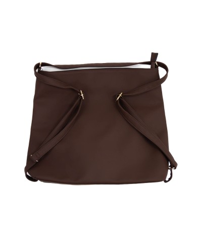 Borsa morbida marrone con tracolla chiusura zip con doppio spazio interno
