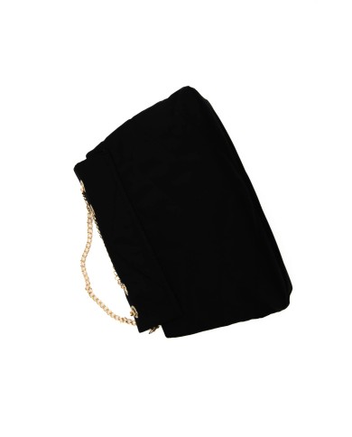 Borsa morbida nera a tracolla con chiusura bottone a scatto e logo centrale Borsa morbida nera a tracolla con chiusura bottone a scatto e logo centrale