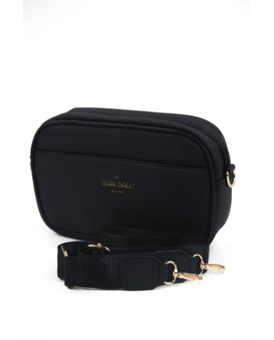 Borsa pochette nera effetto tigrato con tracolla removibile doppie tasche esterne logo frontale stampato Borsa pochette nera effetto tigrato con tracolla removibile doppie tasche esterne logo frontale stampato