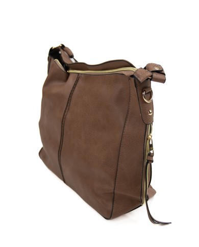 Borsa a mano cuoio con tracolla removibile tasca esterna e chiusura a zip Borsa a mano cuoio con tracolla removibile tasca esterna e chiusura a zip