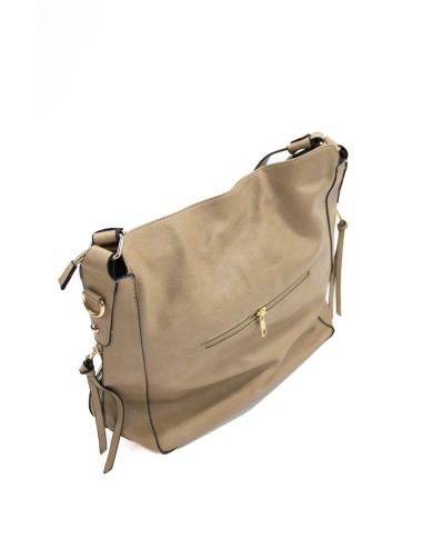 Borsa a mano beige con tracolla removibile tasca esterna e chiusura a zip Borsa a mano beige con tracolla removibile tasca esterna e chiusura a zip
