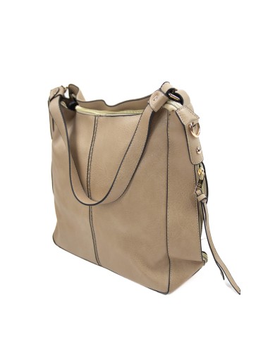 Borsa a mano beige con tracolla removibile tasca esterna e chiusura a zip Borsa a mano beige con tracolla removibile tasca esterna e chiusura a zip