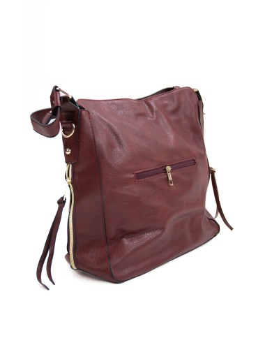 Borsa a mano bordeaux con tracolla removibile tasca esterna e chiusura a zip Borsa a mano bordeaux con tracolla removibile tasca esterna e chiusura a zip