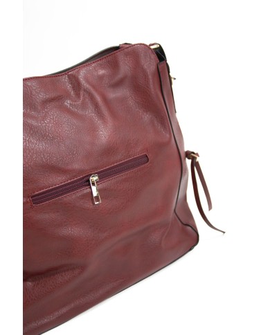 Borsa a mano bordeaux con tracolla removibile tasca esterna e chiusura a zip Borsa a mano bordeaux con tracolla removibile tasca esterna e chiusura a zip