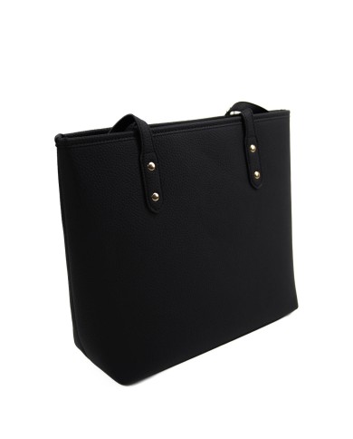 Borsa a mano nera effetto tigrato con logo frontale in oro chiusura a cerniera Borsa a mano nera effetto tigrato con logo frontale in oro chiusura a cerniera