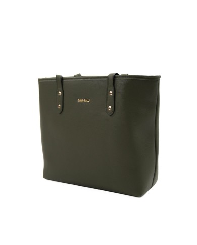 Borsa a mano verde effetto tigrato con logo frontale in oro chiusura a cerniera Borsa a mano verde effetto tigrato con logo frontale in oro chiusura a cerniera