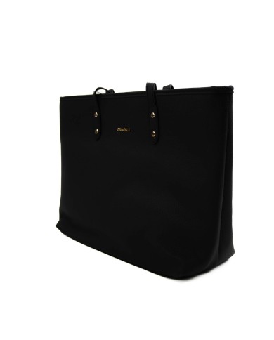 Borsa rigida nera grande a spalla con logo frontale in oro chiusura con cerniera doppio spazio interno Borsa rigida nera grande a spalla con logo frontale in oro chiusura con cerniera doppio spazio interno