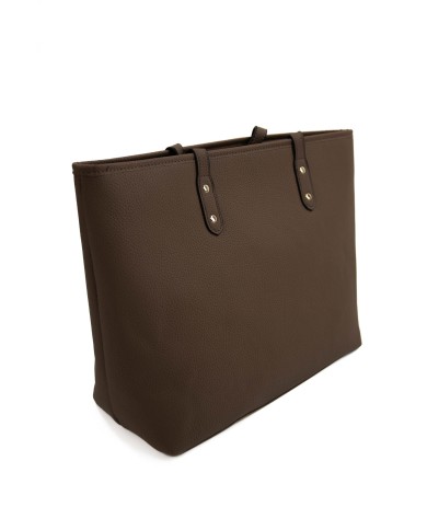 Borsa rigida marrone grande a spalla con logo frontale in oro chiusura con cerniera doppio spazio interno Borsa rigida marrone grande a spalla con logo frontale in oro chiusura con cerniera doppio spazio interno