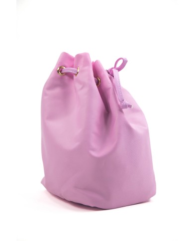 Borsa pochette rosa effetto liscio no tracolla chiusura a laccio logo frontale in oro
