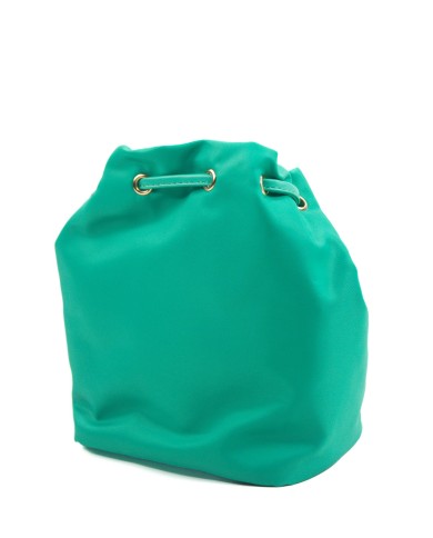 Borsa pochette verde effetto liscio no tracolla chiusura a laccio logo frontale in oro Borsa pochette verde effetto liscio no tracolla chiusura a laccio logo frontale in oro