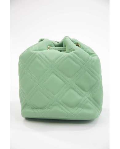 Borsa piccola verde con tracolla rimovibile doppia tasca interna e tasca estesa frontale effetto matelassé