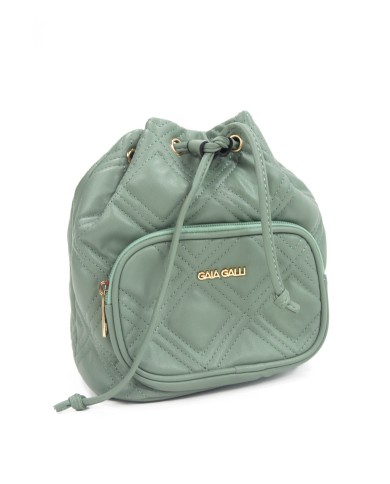 Borsa piccola salvia con tracolla rimovibile doppia tasca interna e tasca estesa frontale effetto matelassé