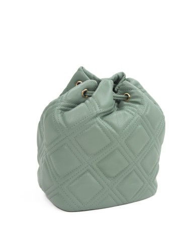 Borsa piccola salvia con tracolla rimovibile doppia tasca interna e tasca estesa frontale effetto matelassé