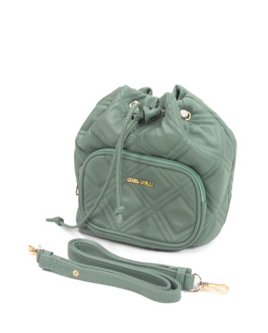 Borsa piccola salvia con tracolla rimovibile doppia tasca interna e tasca estesa frontale effetto matelassé Borsa piccola salvia con tracolla rimovibile doppia tasca interna e tasca estesa frontale effetto matelassé