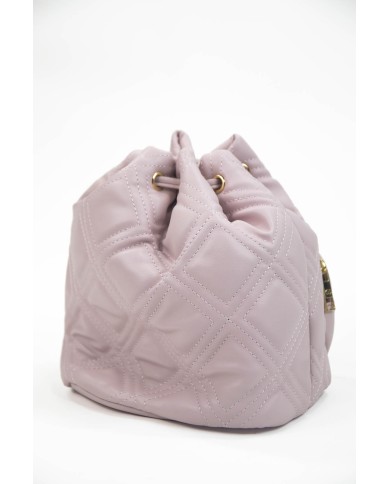 Borsa piccola rosa con tracolla rimovibile doppia tasca interna e tasca estesa frontale effetto matelassé