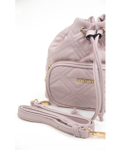 Borsa piccola rosa con tracolla rimovibile doppia tasca interna e tasca estesa frontale effetto matelassé Borsa piccola rosa con tracolla rimovibile doppia tasca interna e tasca estesa frontale effetto matelassé