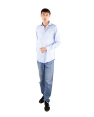 Camicia cielo regular in lino colletto italiano con bottoni Camicia cielo regular in lino colletto italiano con bottoni